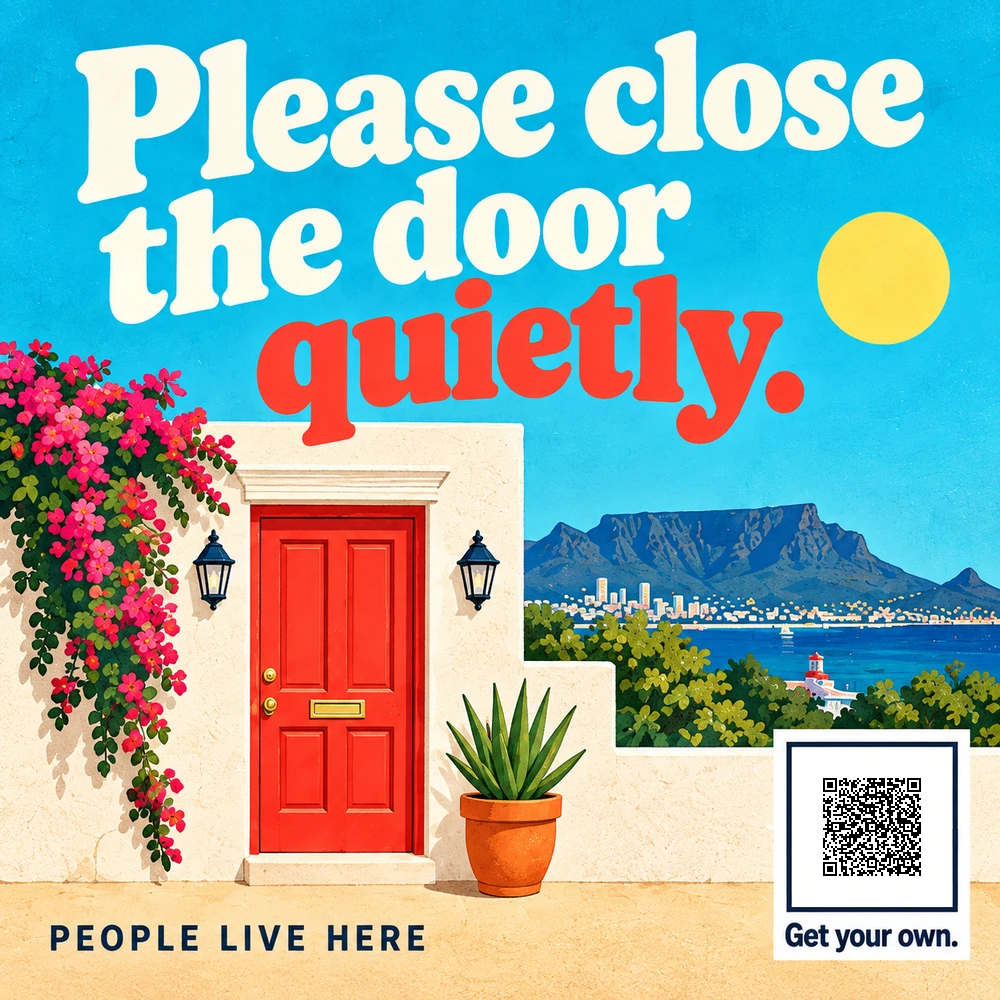 Please close the door quietly. Cape Town artwork preview