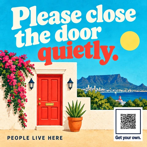 Please close the door quietly. Cape Town sticker design